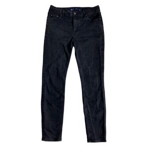 Boden Skinny Denim Jeans Womens 10 Long Faded Black Mid Rise Stretch T0366